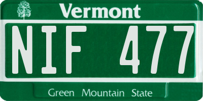 VT license plate NIF477
