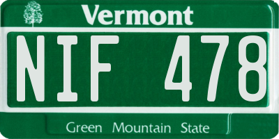 VT license plate NIF478