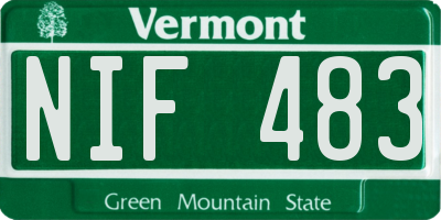 VT license plate NIF483