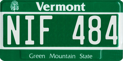 VT license plate NIF484