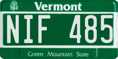 VT license plate NIF485