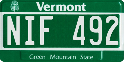 VT license plate NIF492