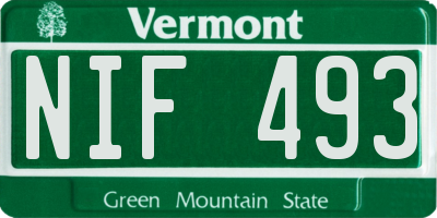 VT license plate NIF493