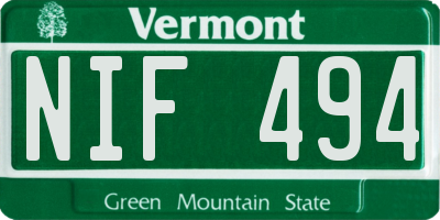 VT license plate NIF494