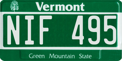 VT license plate NIF495