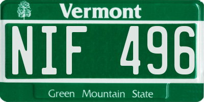 VT license plate NIF496