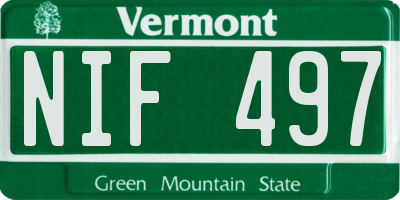 VT license plate NIF497