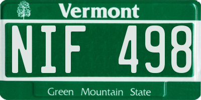 VT license plate NIF498