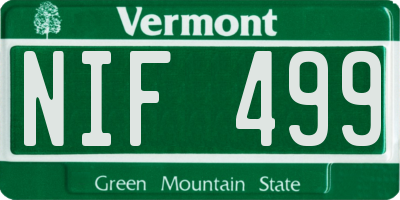 VT license plate NIF499