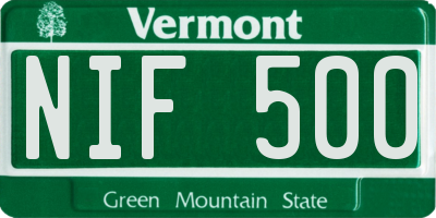 VT license plate NIF500