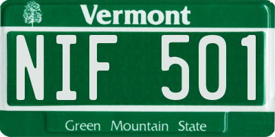 VT license plate NIF501