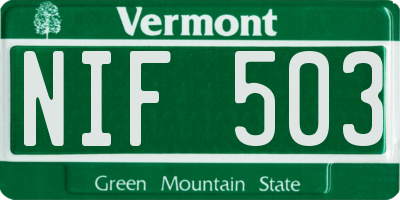 VT license plate NIF503