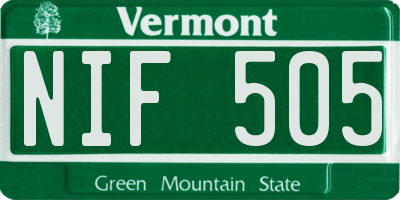 VT license plate NIF505