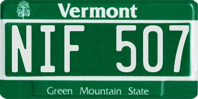 VT license plate NIF507