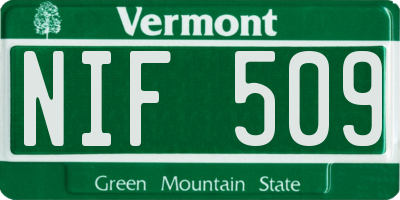 VT license plate NIF509