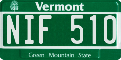 VT license plate NIF510