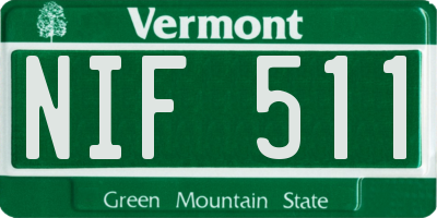 VT license plate NIF511