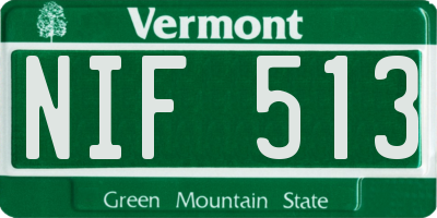 VT license plate NIF513