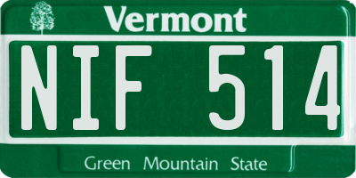 VT license plate NIF514