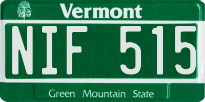VT license plate NIF515