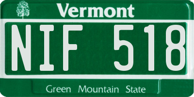 VT license plate NIF518