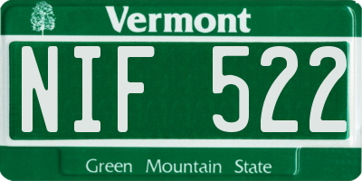 VT license plate NIF522