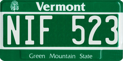 VT license plate NIF523