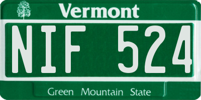 VT license plate NIF524