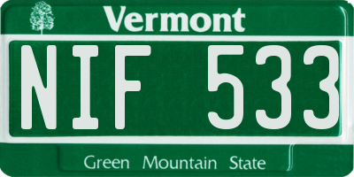 VT license plate NIF533