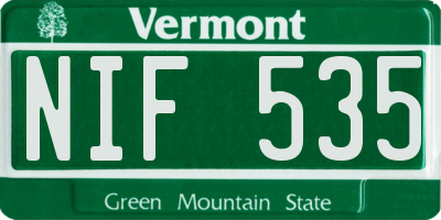 VT license plate NIF535