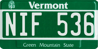 VT license plate NIF536