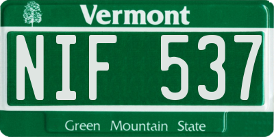 VT license plate NIF537