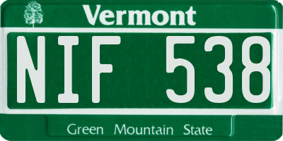 VT license plate NIF538