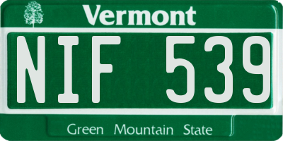 VT license plate NIF539