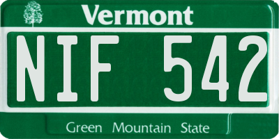 VT license plate NIF542