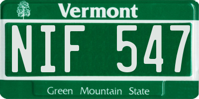 VT license plate NIF547