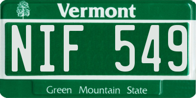VT license plate NIF549