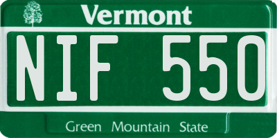 VT license plate NIF550