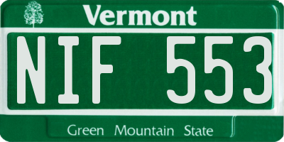 VT license plate NIF553
