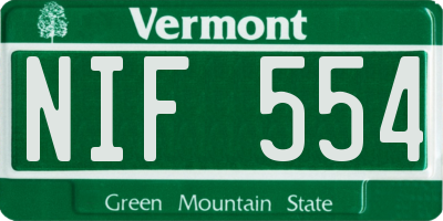 VT license plate NIF554