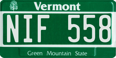 VT license plate NIF558