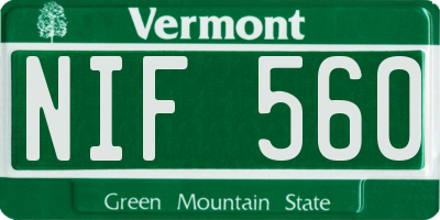 VT license plate NIF560