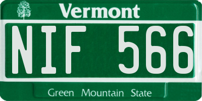 VT license plate NIF566