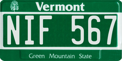 VT license plate NIF567