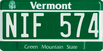 VT license plate NIF574