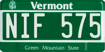 VT license plate NIF575