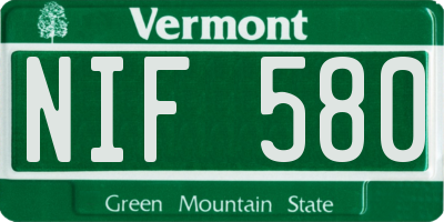 VT license plate NIF580