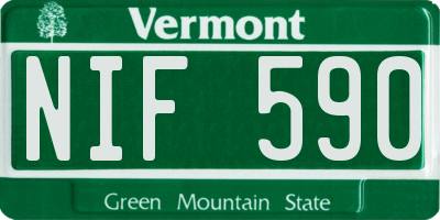VT license plate NIF590