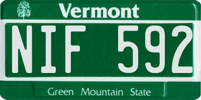 VT license plate NIF592