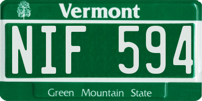 VT license plate NIF594